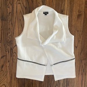 White Textured Vest with Zipper Detail